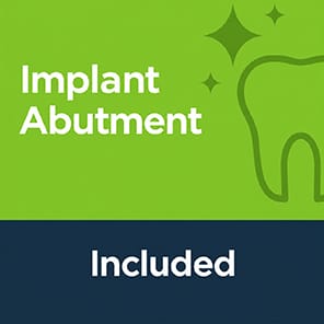 Implant abutment included in dental implant pricing at Affordable Dentist Melbourne, shown on a green tooth graphic